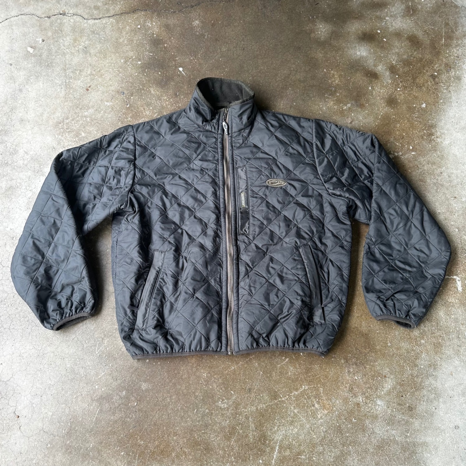 Drake Quilted Jacket Mens Size M Black Excellent Full Zip Fleece Lined Collar